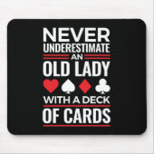 Tapis De Souris Never Underestimate Old Lady Deck of Card Bridge (Devant)