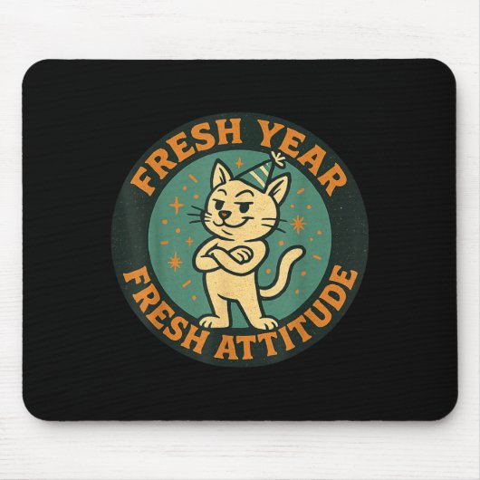Tapis De Souris New Year 2026 Funny Cat Lover Humor Fresh Attitude (Devant)