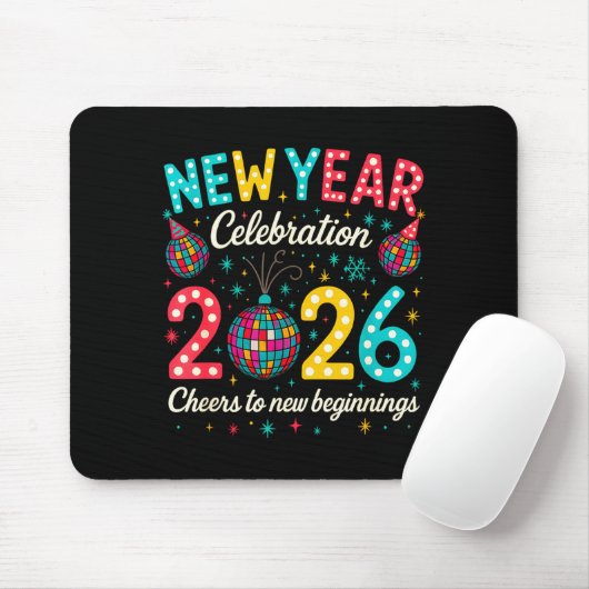 Tapis De Souris New Year Celebration 2026 Disco Ball Matching Wint (Avec souris)