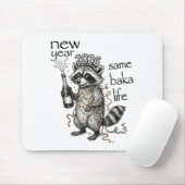 Tapis De Souris New Year Same Baka Life Funny Raccoon New Year's E (Avec souris)
