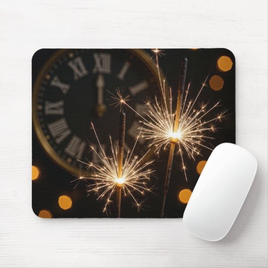 Tapis De Souris New Year Sparklers and Midnight Clock (Avec souris)