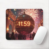 Tapis De Souris New Year's Eve Countdown Clock with Fireworks (Avec souris)
