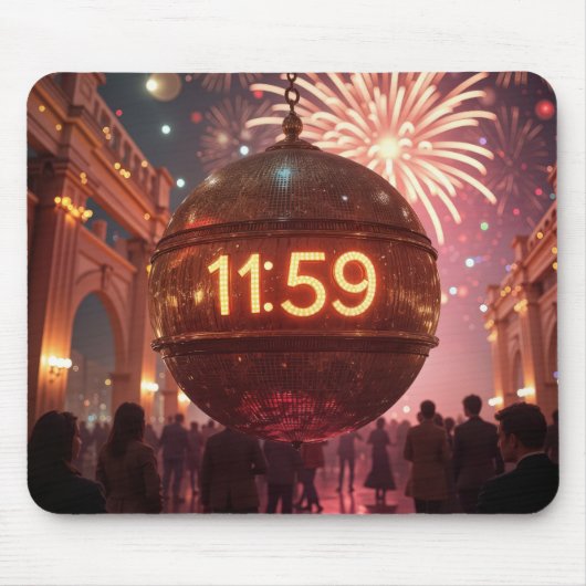 Tapis De Souris New Year's Eve Countdown Clock with Fireworks (Devant)