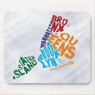 Tapis De Souris New York City 5 Boroughs Word Art Map
