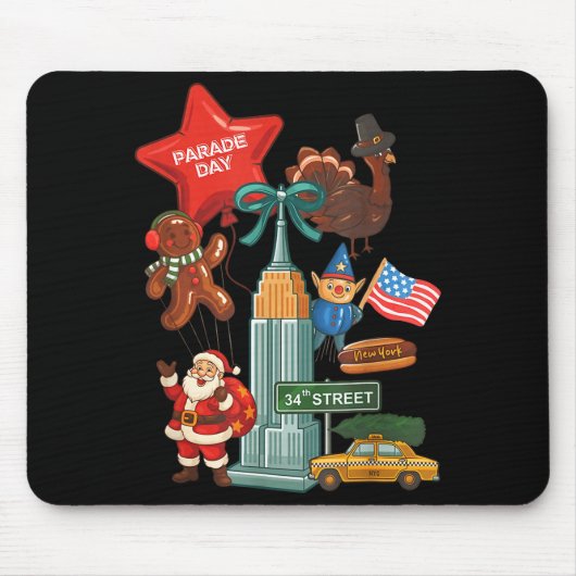 Tapis De Souris New York Parade Day Thanksgiving Santa Taxi (Devant)