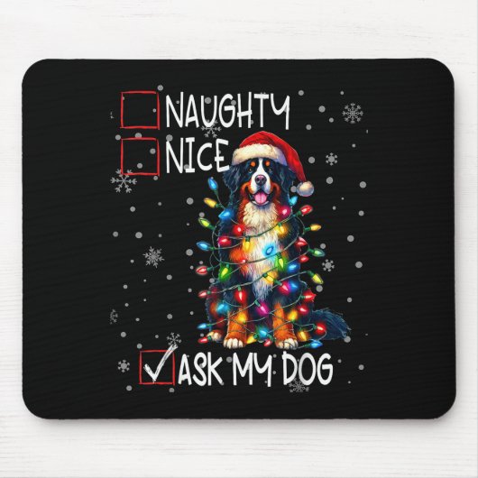 Tapis De Souris Nice Naughty Ask My Dog Christmas List Xmas  (Devant)