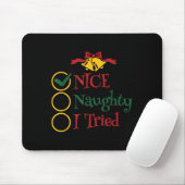 Tapis De Souris Nice Naughty I Tried Retro Christmas List Men Wome (Avec souris)