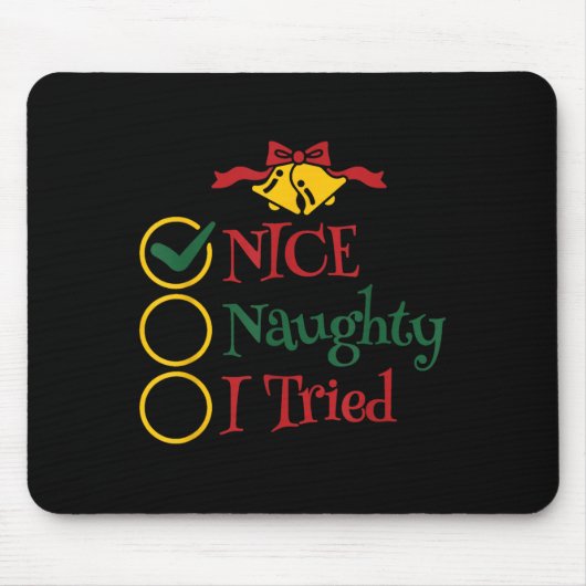Tapis De Souris Nice Naughty I Tried Retro Christmas List Men Wome (Devant)