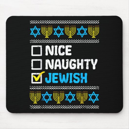 Tapis De Souris Nice Naughty Jewish Ugly Hanukkah Sweater Chanukah (Devant)