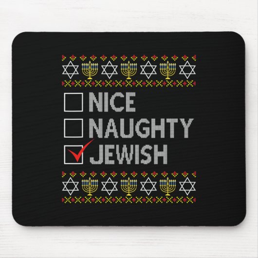 Tapis De Souris Nice Naughty Juif Laide Hanoukka Sweater Funny Ch (Devant)