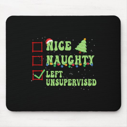 Tapis De Souris Nice Naughty Left Unsupervised Christmas List Sant (Devant)