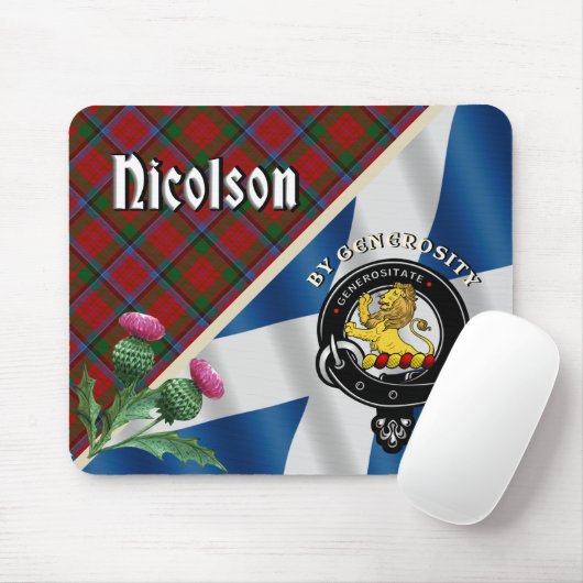 Tapis De Souris Nicolson Clan Badge & Tartan Mouse Pad (Avec souris)
