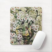 Tapis De Souris NID OISEAU, blanc brun vert jaune (Avec souris)