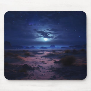 Tapis De Souris Night Desert Pleine lune