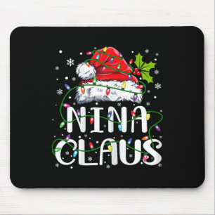 Tapis De Souris Nina Claus Noël Père Noël Famille jumelée chapeau 