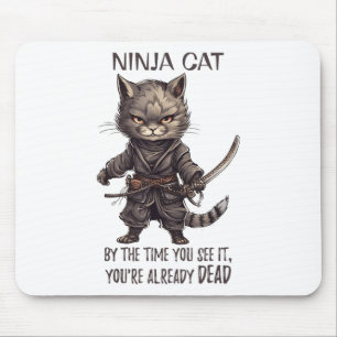 Tapis De Souris Ninja Cat, Japonais Samurai Kawaii Cat Tattoo Funn
