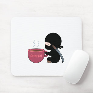 Tapis De Souris Ninja minuscule avec grande tasse de café