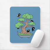 Tapis De Souris Ninjas minuscules dans l'arbre Bonsai en bleu (Avec souris)