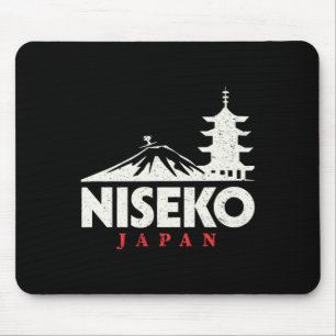 Tapis De Souris Niseko Japon Station de ski Rétro Ski Snowboard