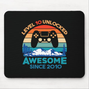 Tapis De Souris Niveau 10 Anniversaire Déverrouillé 10 ans Awesome