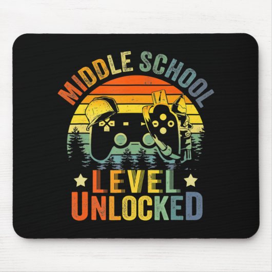 Tapis De Souris Niveau de jeu vidéo déverrouillé collège retour à  (Devant)