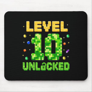 Tapis De Souris Niveau drôle 10 débloqué 10e anniversaire Gamer Pi