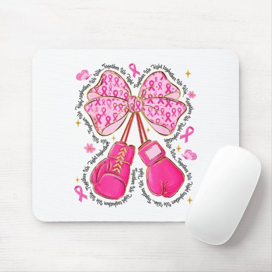 Tapis De Souris Nk Ribbon Bow Boxing Gloves Breast Cancer Awarenes (Avec souris)