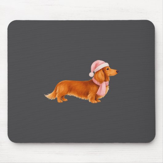 Tapis De Souris Nk Santa Red Long Haired Dachshund Christmas  (Devant)