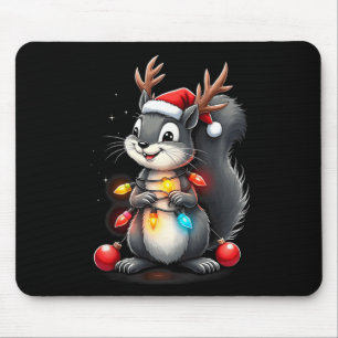 Tapis De Souris Noël 2024 aux écureuils avec lumières et ampoules;
