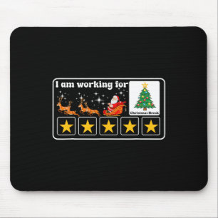 Tapis De Souris Noël 5 Étoiles Xmas Arbre Je travaille pour le Noë