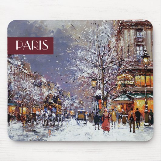 Tapis De Souris Noël à Paris. Cadeau de Noël (Devant)