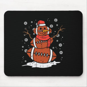 Tapis De Souris Noël Américain Football Snowman Xmas Sport Hommes