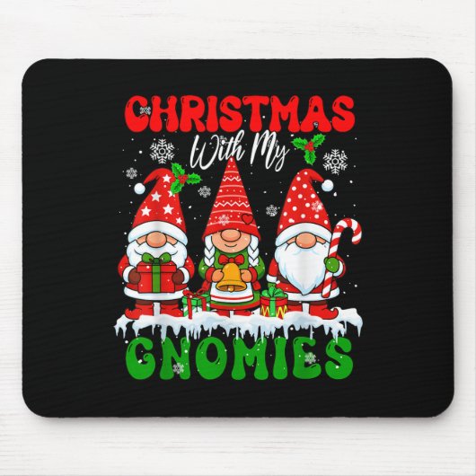 Tapis De Souris Noël Avec Mes Gnomies Noël Trois Gnomes Père Noël (Devant)