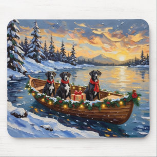 Tapis De Souris Noël Bateau de Noël Grand Danois