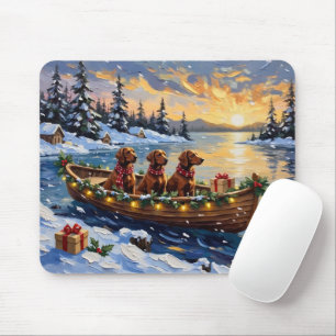 Tapis De Souris Noël Bateau de vacances Setter Rouge Irlandais