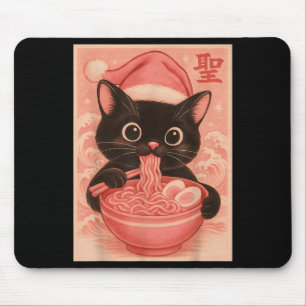 Tapis De Souris Noël Chat rose Père Noël Kawaii Anime Noël Ra