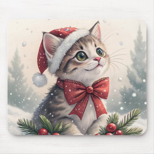 Tapis de souris Noël Chatons enneigés (Devant)