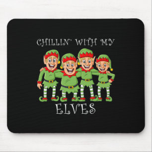 Tapis De Souris Noël Chillin Avec Mes Elfes Fun Boys Enfants Noël