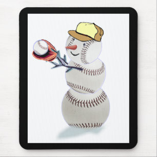 Tapis De Souris Noël de baseball Snowman
