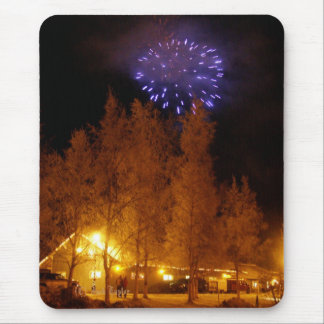 Tapis De Souris Noël de colonie de dépôt de chemin de fer de