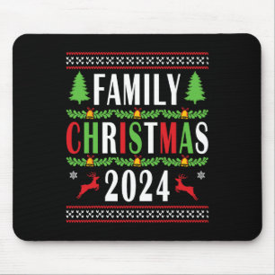 Tapis De Souris Noël de famille 2024 Funny Matching Xmas Tree