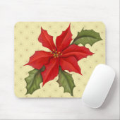 Tapis De Souris Noël de Poinsettia (Avec souris)