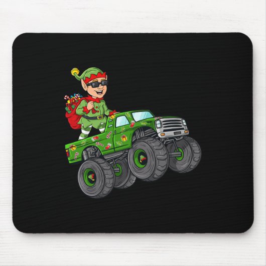 Tapis De Souris Noël Elf équitation Monster Camion Garçons Enfants (Devant)