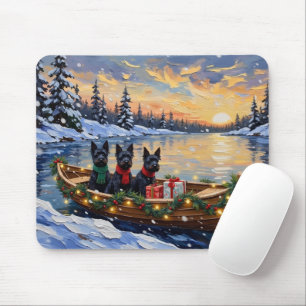 Tapis De Souris Noël en bateau avec un Scottish Terrier
