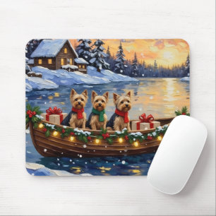 Tapis De Souris Noël en bateau avec Yorkipoo