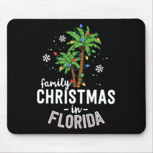 Tapis De Souris Noël en famille en Floride Palmiers Plage de Noël