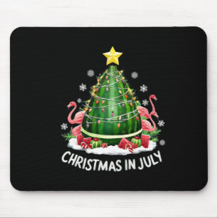 Tapis De Souris Noël en juillet Arbre de pastèque Drôle de flamant