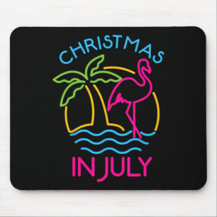 Tapis De Souris Noël en juillet Chapeau de Santa Flamingo Rose Été