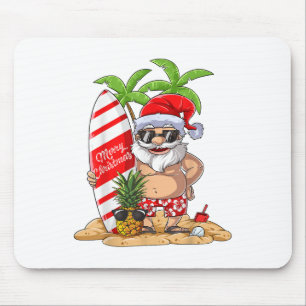 Tapis De Souris Noël En Juillet Père Noël Hawaiian Surfing Cadeaux