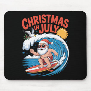 Tapis De Souris Noël en juillet Santa surfant été amusant